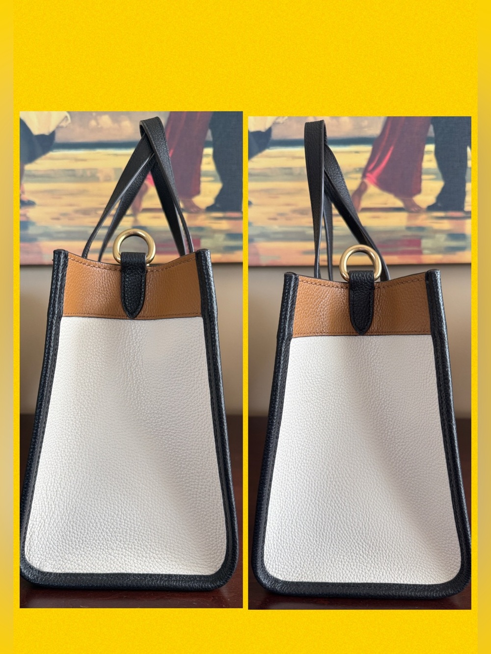 COACH J2139 FIELD TOTE 30 COLORBLOCK CHALK MULTI WITH COACH BADGE BAG 🌟EUC🌟 - Picture 7 of 17